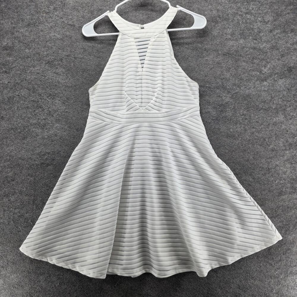 Altar'd State Dress Womens Large White Sleeveless Textured Striped Party Halter
